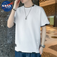NASA WASSUP短袖t恤男士夏季薄款棉潮流帥氣百搭冰絲男裝體恤上衣服 白色 XL （120-150斤）