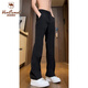BAA AND BAA休閑褲子男秋冬季垂墜感高級感微喇彎刀西褲男修身直筒闊腿冰絲褲 黑色XK00-YZXS L 【建議100-130斤 】