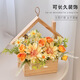 黛暢墻面裝飾品壁掛花器假仿真花客廳房間電視背景墻上綠植小掛件遮丑 瑪格麗特大麗花黃色+木質(zhì)小房子 【送掛鉤、燈串、蝴蝶裝飾】