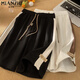 棉致運動(dòng)潮流休閑短褲女夏季外穿高腰顯瘦學(xué)生韓版寬松五分褲 D230黑色【高品質(zhì)18】 XL 120-140斤