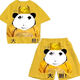 奧圣蔻龍圖衣服 兒童套裝皇帝龍袍搞笑學(xué)生抽象衣服搞怪安全褲搞笑防走 金色 短袖短褲【套裝】 150 兒童