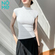 NOME螺紋半高領(lǐng)背心女春夏新款修身顯瘦百搭打底無(wú)袖上衣 白色 L 