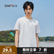 三福2025夏季新款短袖t恤男女圓領(lǐng)純色上衣情侶款白色休閑打底衫 圓領(lǐng)-精白 2XL