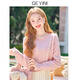 歌依妮2025春秋季甜美小個(gè)子蕾絲粉色打底內搭毛衣針織衫上衣 粉色 L