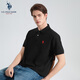 U.S. POLO ASSN.保羅polo衫男夏季商務(wù)休閑t恤男純色短袖男上衣男裝海瀾黑色 L