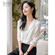 初申春秋七分袖襯衫女氣質(zhì)優(yōu)雅提花翻領(lǐng)設計感休閑白襯衣S13KC2828