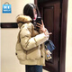 乖米豆2025年新款冬季棉服女超好看韓系短款小個子棉襖大毛領(lǐng)外套潮 卡其色 XL