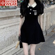 SNYDER WEAR赫本風(fēng)polo領(lǐng)連衣裙女夏季甜美收腰顯瘦高腰a字裙小黑裙裙子女潮 黑色 S 建議95斤內(nèi)