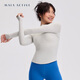 MAIA ACTIVE 柔韌透氣緊身連帽立領(lǐng)開(kāi)衫運動(dòng)跑步長(cháng)袖訓練上衣瑜伽外套TL052 白橡灰 S