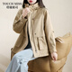塔馳密司（touchmiss）連帽純色風(fēng)衣女春秋新款時(shí)尚設計感韓版寬松百搭外套女 杏色 M
