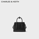 CHARLES&KEITH插帶兔耳托特包手提斜挎包婚包包女包生日七夕禮物CK2-50781362 Black黑色 M