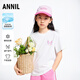 安奈兒（Annil）【記憶棉涼感T】童裝女童圓領短袖T恤2025夏新款蝴蝶休閑 米白 170