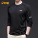 吉普（JEEP）長袖T恤男春秋季休閑男士圓領打底衫男裝702095 黑色 XL 