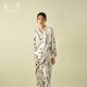 桑羅真絲睡衣套裝貓女士可外穿100%桑蠶絲家居服 黑白貓咪雛菊 M