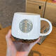 星巴克（Starbucks）經(jīng)典黑紅白魚鱗陶瓷銅牌馬克杯水杯咖啡杯復(fù)古人魚情侶對杯禮物 白色單杯原盒裝