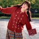 妙奕嘉紅色毛衣外套女針織衫衣服春裝上衣軟糯毛衣開衫內(nèi)搭高級感紅毛衣 牛角扣刺繡小花紅色毛衣開衫 厚款 均碼 【建議130斤以內(nèi)】