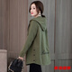 蒂洛緹娜薄外套女春秋新款大碼連帽寬松韓版中長(cháng)款風(fēng)衣時(shí)尚洋氣媽媽裝上衣 軍綠色 春秋薄 XL 120-140斤