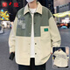 雅鹿春季外套男潮流港風(fēng)夾克男裝襯衫街頭休閑上衣衣服春秋款男士外衣 D687杏色 常規(guī) XL （推薦110-135斤）