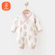 貝瑞加（Babyprints）寶寶連體衣夾棉保暖爬服嬰兒加厚連身衣秋冬家居內(nèi)衣護(hù)肚 草莓73