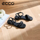 愛步（ECCO）涼鞋女 25年夏季新款方頭一字帶通勤休閑粗跟涼鞋 雕塑233803 黑色23380301001 38