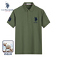 U.S. POLO ASSN.US保羅短袖polo衫男條紋薄款商務(wù)翻領(lǐng)polo領(lǐng)衫修身百搭上衣男裝 軍綠【純棉】101 XL 175（135-145斤左右）