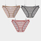 Teenie Weenie性感內褲女夏季新款條紋低腰粘纖面料三角褲透氣舒適女士三角底褲 深咖色+超級黑+酒紅色 3條 M 建議100-120斤
