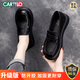 卡帝樂(lè )鱷魚(yú)（CARTELO）真皮樂(lè )福鞋女2025新款一腳蹬不累工作鞋英倫黑色小皮鞋大碼41 黑色【升級款】 38