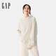 GAP女裝2025秋冬刺繡logo連帽衛衣寬松基礎款休閑上衣761956 米色 M (165/84A)亞洲尺碼