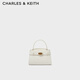 CHARLES&KEITH金屬扣帶凱莉包婚包手提單肩包包女包生日禮物CK2-50270880 Cream奶白色 S