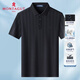 夢(mèng)特嬌（MONTAGUT）短袖polo衫男夏季翻領(lǐng)桑蠶絲高端商務(wù)條紋透氣T恤 黑色 3XL/56 