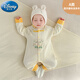 迪士尼（Disney）嬰兒衣服春秋款連體衣純棉新中式中國(guó)風(fēng)洋氣小月齡百天寶寶滿(mǎn)月服 米杏色【四季款國(guó)風(fēng)連體衣】 59cm 建議0-3月 體重9-12斤