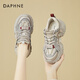 達(dá)芙妮厚底老爹鞋女時(shí)尚軟底輕便運(yùn)動(dòng)鞋小個(gè)子百搭增高休閑鞋 灰色 36 