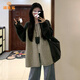 派吉鯊慵懶風(fēng)灰色長(zhǎng)袖開衫毛衣女秋冬2025年新款拼接撞色針織衫上衣外套 【灰色拼色】 毛衣女秋冬/毛衣外 S 40/45kg