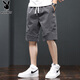 花花公子（PLAYBOY）短褲男夏季男士休閑寬松五分褲子潮牌工裝薄款中褲 灰色 L 
