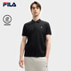FILA 斐樂官方男裝短袖POLO衫2025夏季新款翻領休閑簡約針織上衣 正黑色-BK XL 180/100A/XL