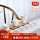 鼎器 手繪陶瓷功夫茶具套裝 手工彩繪白瓷茶壺蓋碗竹木密胺茶盤整套 08款：蓮花9頭搭配茶壺 9頭