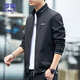 羅蒙（ROMON）夾克男春季商務(wù)外套男士休閑立領(lǐng)上衣服男裝 黑色 XL