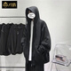 才俏外套男開(kāi)衫衛衣連帽休閑韓版寬松百搭學(xué)生原宿風(fēng)春秋季薄款外套男 S3 []拉鏈純黑色 薄款 M