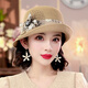 布塔夏季冰絲科技草帽防曬遮陽(yáng)帽女赫本風(fēng)太陽(yáng)帽大檐漁夫帽沙灘帽 卡其色