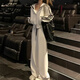 BMOI時(shí)尚套裝女2025春秋新款韓版寬松顯瘦外套休閑闊腿褲運(yùn)動(dòng)服三件套 白色套裝+白背心【三件套】 S 【建議95斤內(nèi)】