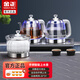 金正電熱水壺全自動(dòng)家用手柄雙上水燒水壺泡茶臺嵌入式一體玻璃電水壺 1L 銀色【手柄雙上水+同時(shí)加熱】三合一