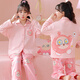 雅點(diǎn)諾兒童睡衣女童春秋長(cháng)袖純棉中大童可愛(ài)公主卡通超萌女孩家居服套裝 長(cháng)袖開(kāi)衫WH9424#粉蛋仔 120 （12碼身高113-123cm）