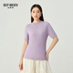 深呼吸DEEP BREATH女裝小煙管領(lǐng)三醋酸金銀絲修身短袖針織T恤衫A301240 香芋紫 XL (5)