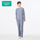 全棉時(shí)代睡衣男女士圓領(lǐng)抗菌針織帶杯情侶家居套裝 高空灰（男士） L (女款165/男款175）