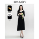 ON&ON/安乃安絲絨連衣裙2026春季新款法式氣質(zhì)復古優(yōu)雅拉夫領(lǐng)絲絨女裝 黑色 L