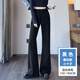 棠暖微喇叭褲女2025新款春秋薄款運(yùn)動(dòng)衛(wèi)褲夏季高個(gè)子加長(zhǎng)氣質(zhì)休閑褲子 黑色小個(gè)子款 M 95-110斤
