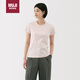 無(wú)印良品（MUJI）涼感 防汗?jié)n 圓領(lǐng)短袖T恤 淺粉紅色 L 