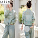 LISCN國風(fēng)防曬刺繡外套2024春夏新款國潮法式短款中式寬松小個(gè)子上衣女 綠色 XL (90-110斤)