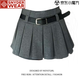 SNYDER WEAR辣妹百褶灰色高腰褲裙女2025夏季新款防走光設計感a字百褶短裙子 深灰色褲裙+腰帶 M