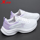 特步（XTEP）女鞋運動(dòng)鞋跑步鞋子女款春季新款網(wǎng)面鞋透氣休閑鞋老爹鞋旅游鞋 帆白/芍藥紫 37